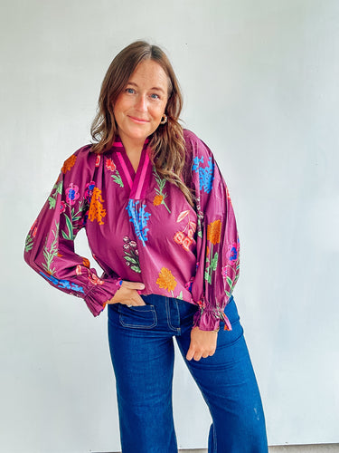Burgundy Floral Top