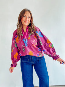 Burgundy Floral Top