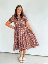 Load image into Gallery viewer, Brown &amp; Pink Printed Midi Dress
