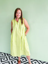Load image into Gallery viewer, Lime Striped Midi Dress