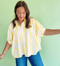 Load image into Gallery viewer, Yellow &amp; White Stripe Top