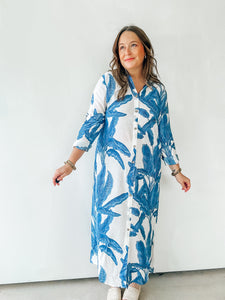 Palm Leaf Print Maxi Dress