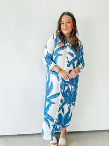 Palm Leaf Print Maxi Dress