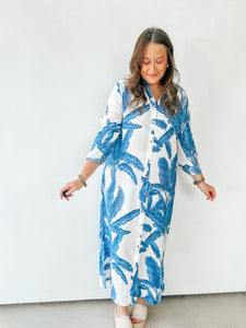 Palm Leaf Print Maxi Dress