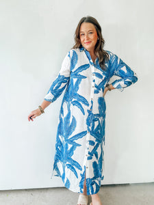 Palm Leaf Print Maxi Dress