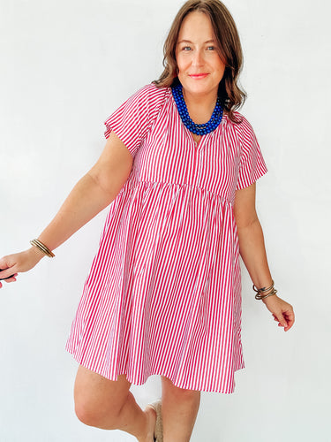 Red Striped Dress (S-XL)