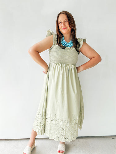 Kiwi Eyelet Midi Dress