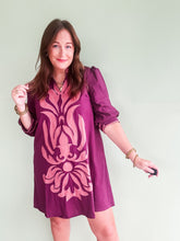 Load image into Gallery viewer, Wine Embroidered Dress