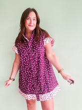 Load image into Gallery viewer, Wine/Pink Polka Dot Dress