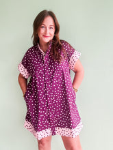 Load image into Gallery viewer, Wine/Pink Polka Dot Dress