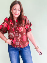 Load image into Gallery viewer, Brown Floral Print Top
