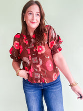 Load image into Gallery viewer, Brown Floral Print Top