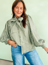 Load image into Gallery viewer, Green Stripe Bow Top