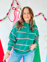 Load image into Gallery viewer, Green &amp; Pink Striped Sweater