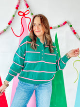 Load image into Gallery viewer, Green &amp; Pink Striped Sweater