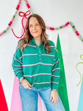 Load image into Gallery viewer, Green &amp; Pink Striped Sweater