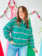 Load image into Gallery viewer, Green &amp; Pink Striped Sweater