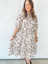 Load image into Gallery viewer, Cream Floral Print Midi Dress