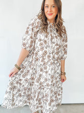 Load image into Gallery viewer, Cream Floral Print Midi Dress