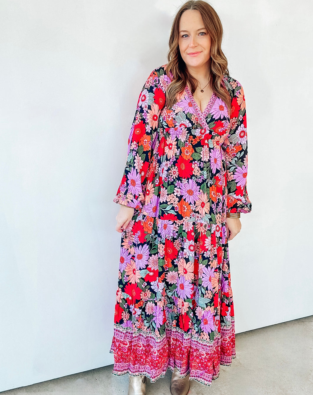 Multi Floral Print Maxi Dress