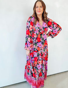 Multi Floral Print Maxi Dress