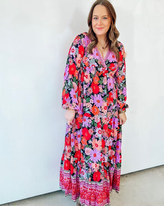 Multi Floral Print Maxi Dress