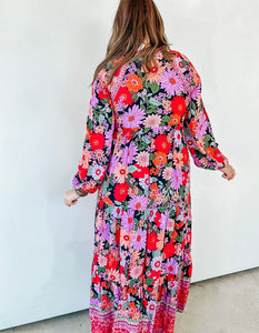 Multi Floral Print Maxi Dress