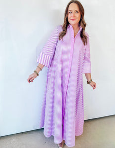 Orchid Striped Maxi Shirt Dress