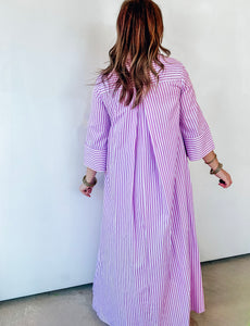 Orchid Striped Maxi Shirt Dress