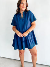 Load image into Gallery viewer, Navy Embroidered Dress with Green Embroidery