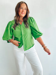 Olive Button Up Top