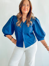 Load image into Gallery viewer, Navy Button Up Top