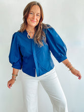 Load image into Gallery viewer, Navy Button Up Top