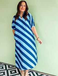 knee length dresses for ladies Striped Maxi Dress Small