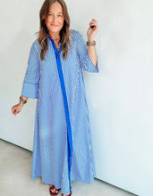 Load image into Gallery viewer, Navy Striped Maxi Shirt Dress