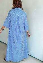Load image into Gallery viewer, Navy Striped Maxi Shirt Dress