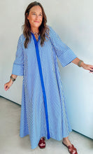 Load image into Gallery viewer, Navy Striped Maxi Shirt Dress