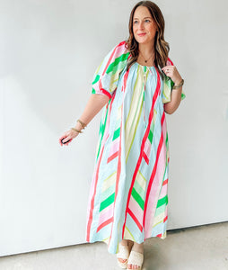 Multicolor Striped Maxi Dress