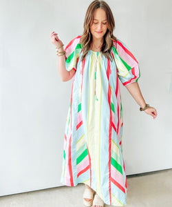 Multicolor Striped Maxi Dress