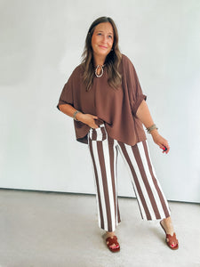 Brown & White Striped Pants
