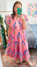 Load image into Gallery viewer, Pink Blossom Meadow Print Midi Dress