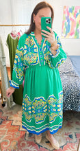 Load image into Gallery viewer, Green Medallion Midi Dress
