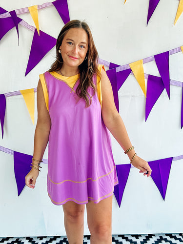 Purple & Gold Jersey Dress