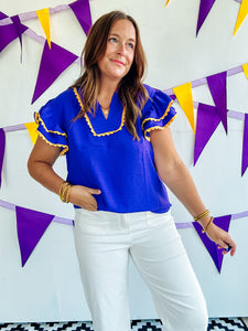 Purple & Gold Scallop Top