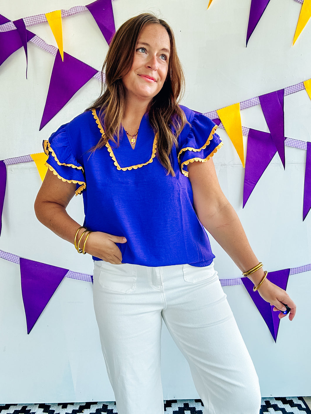 Purple & Gold Scallop Top