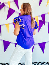 Load image into Gallery viewer, Purple &amp; Gold Scallop Top