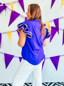 Purple & Gold Scallop Top