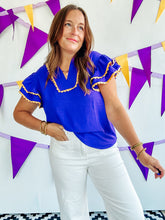 Load image into Gallery viewer, Purple &amp; Gold Scallop Top