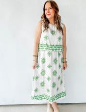 Load image into Gallery viewer, Cream &amp; Green Printed Midi Dress