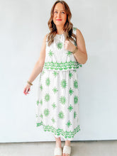 Load image into Gallery viewer, Cream &amp; Green Printed Midi Dress